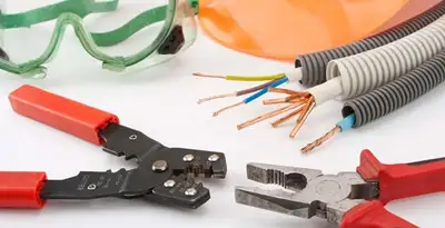 Electrical wiring repair with professional tools and safety equipment in Miami Beach, FL