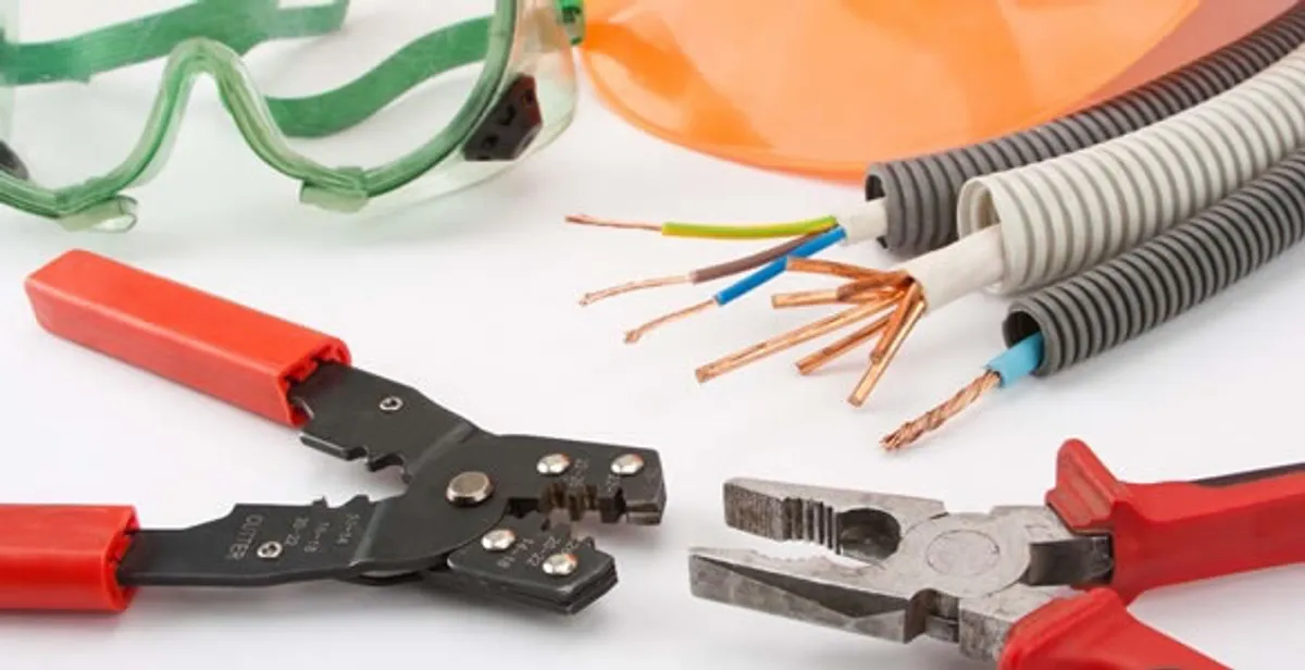 Electrical wiring repair with professional tools and safety equipment in Pembroke Pines, FL